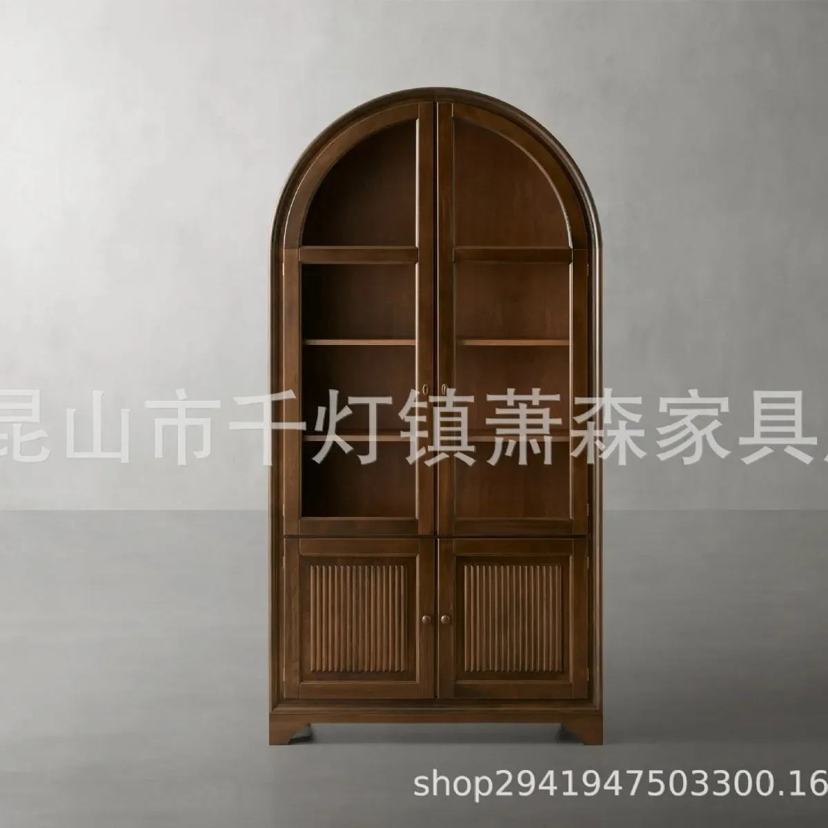 American solid wood dining side cabinet French arched bookcase living room against the wall retro and old