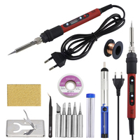 Digital Display Electric Soldering Iron Red 80W 110V / 220V Adjustable Temperature Solder Welding Desoldering Repair Tools