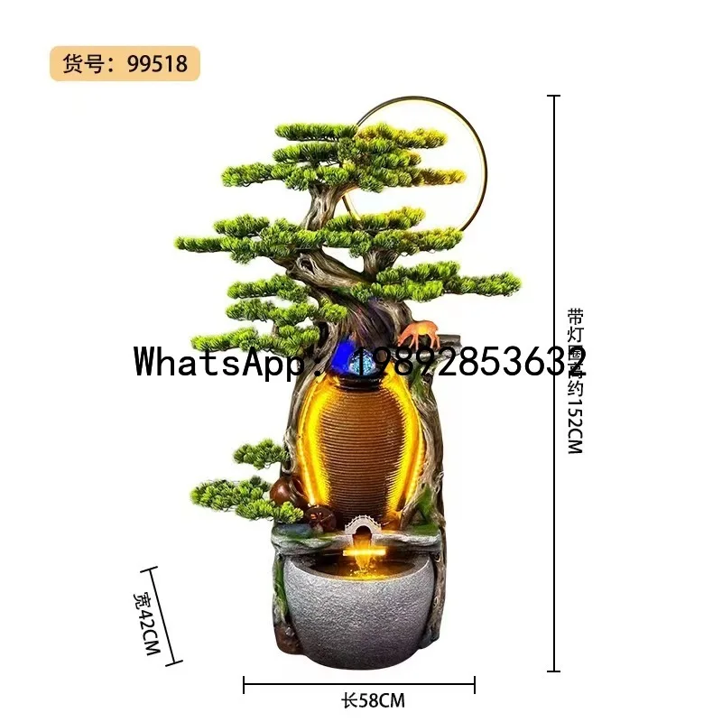 ZK Rockery Water Flow Ornament Circulating Water Fish Tank Floor-standing Wealth-attracting Water Feature Living Room Decoration