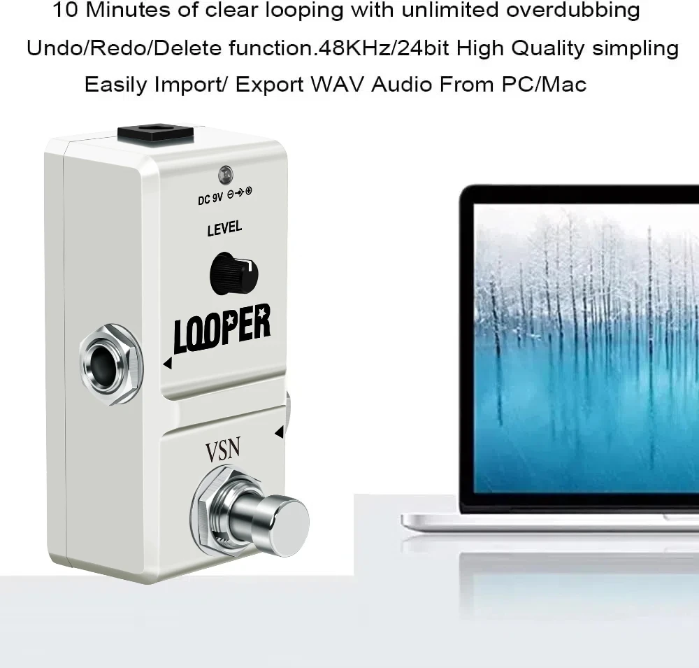 VSN  Guitar Bass Keyboard Looper Pedal Effect Loop Station Unlimited Overdubs 10 Minutes 44Khz Recording Free 1GB Card AP-09