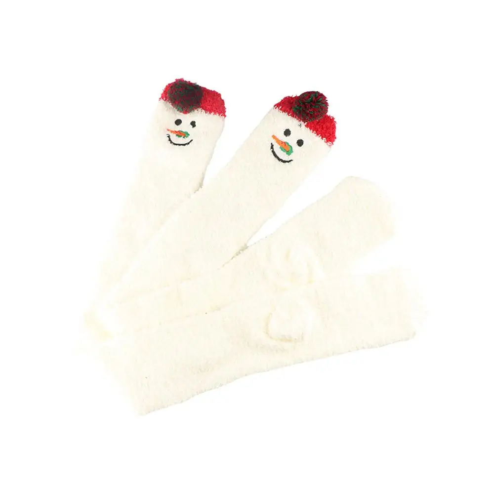 Einfache Streifen Frauen Schneemann Santa Claus Korallen Fleece Elch Damen Strumpfwaren Baumwolle Waden Socken Boden Socken Weihnachten Strümpfe
