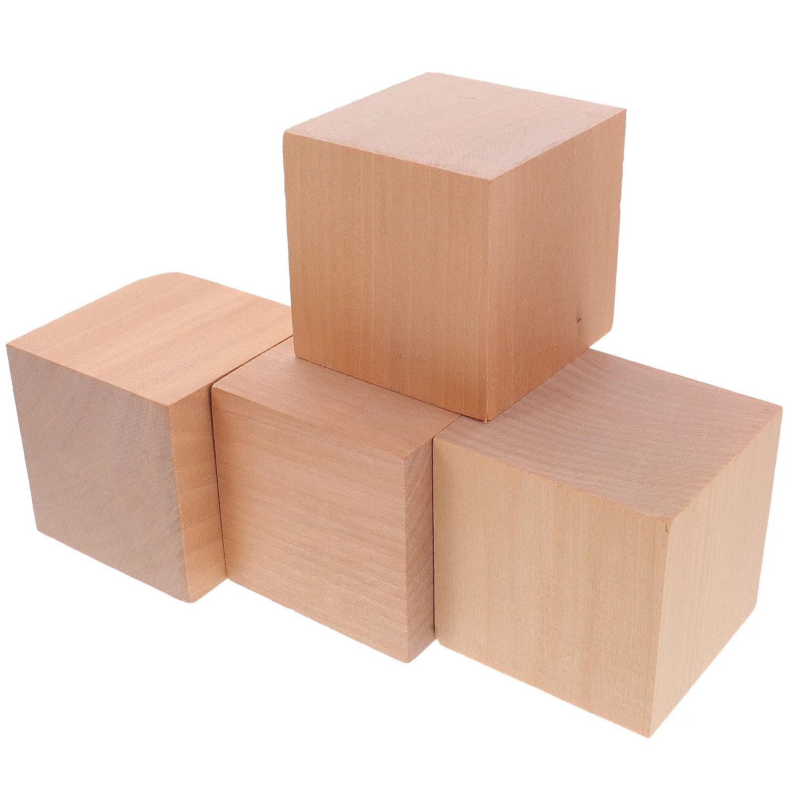 

4Pcs Wooden Cube Blocks Unfinished Blank Wood Cubes Smooth Safe Surface Children Craft Painting Squares for Creativity