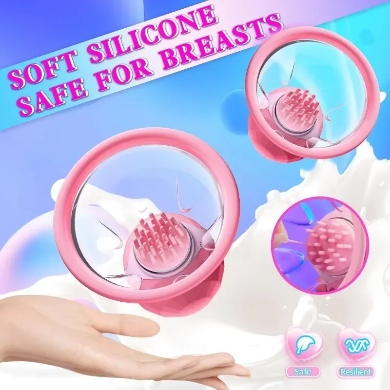 Breast Suckers Massager, Stimulating Nipple Clamps Powerful Sucking Vibrator Adult Sexual Pleasure Toys Female Couple Game