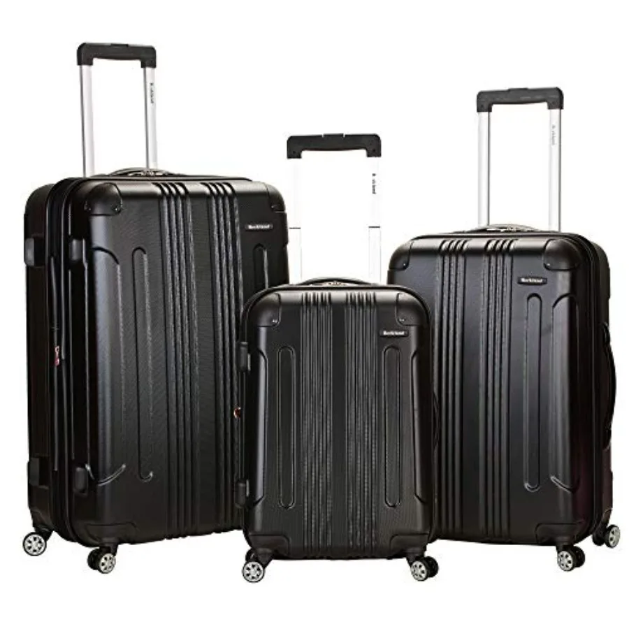 

Rockland London Hardside Spinner Wheel Luggage Black 3-Piece Set for Travel Durable Polycarbonate Compact Design Smooth Rolling