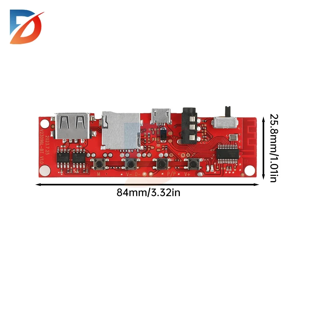 Micro USB 5V multi-function Bluetooth audio amplifier board V96 dual amplifier DIY circuit board multi-function colored lights