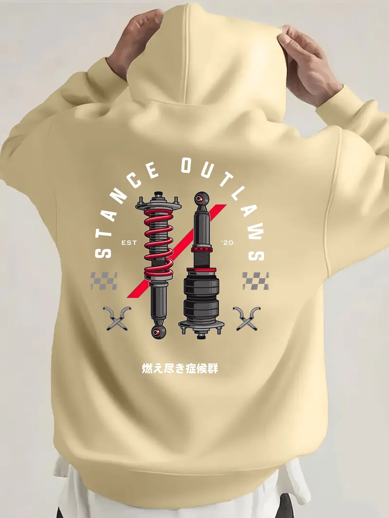 Halloweenholiday men'sAutumn winter essentials hoodiesRacing car tool pattern designRetroAmericanCasualstreetwear swag tracksuit