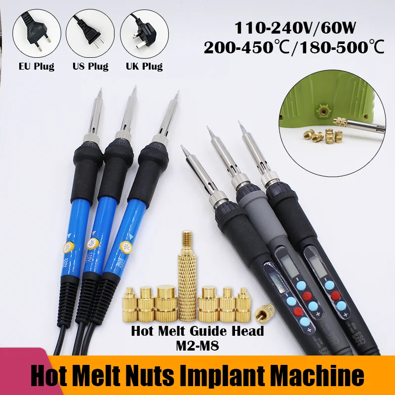 

Heat Insert Nut Iron Tip Brass Internal Thread Head Hot Melt Nut Heat Insertion Tool for Plastic 3D Printer Soldering Iron M2-M8