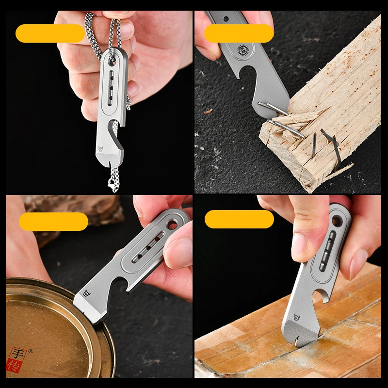 Titanium Alloy Portable Pry Bar Pioneer EDC Key Pendant Outdoor Multifunctional Pry Bar