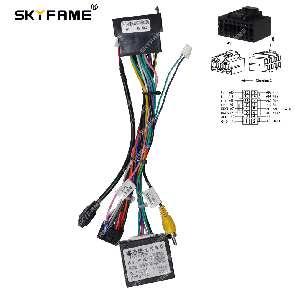 SKYFAME Car 16pin Wiring Harness Adapter Canbus Box Decode Android Radio Power Cabler For JAC Refine S2  JAC-RZ-02