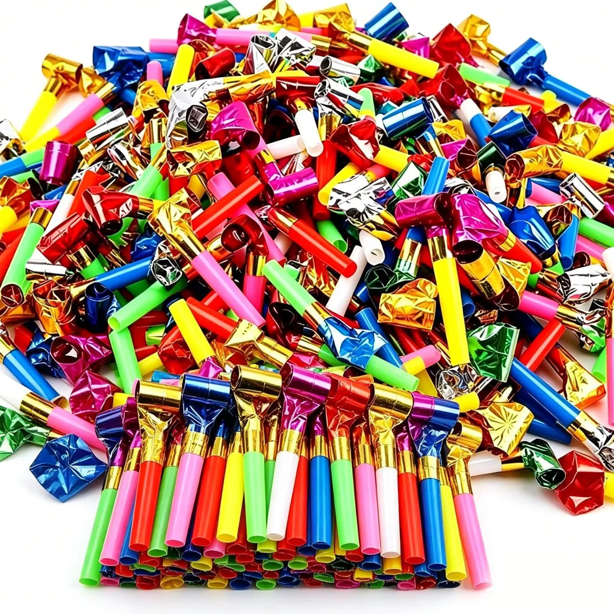 15/65Pcs Random Styles Long Nose Party Whistles – Funny Plastic Blowers, Creative Noise Birthday, Holiday Makers ZSY