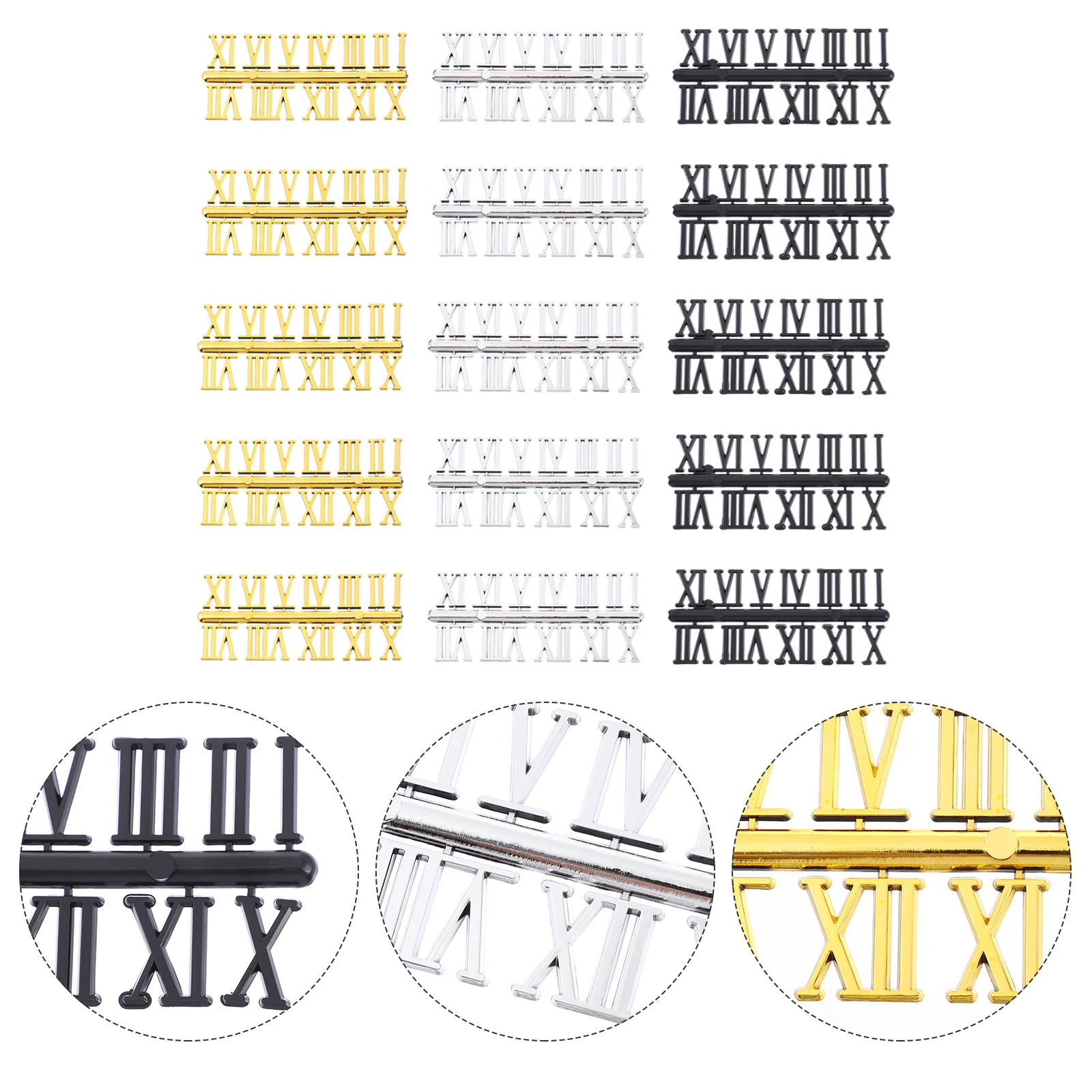 

15 Sets Clock Number Plate Wall Digital DIY Numerals Accessories Roman Parts Replacement for Plastic