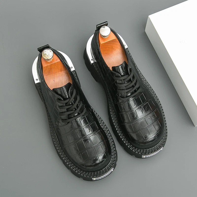 ربيع الخريف الرجال الارتفاع زيادة ديربي أحذية متقلب نمط التدرج اللون وسيم المتخصصة الراقية الأحذية العصرية