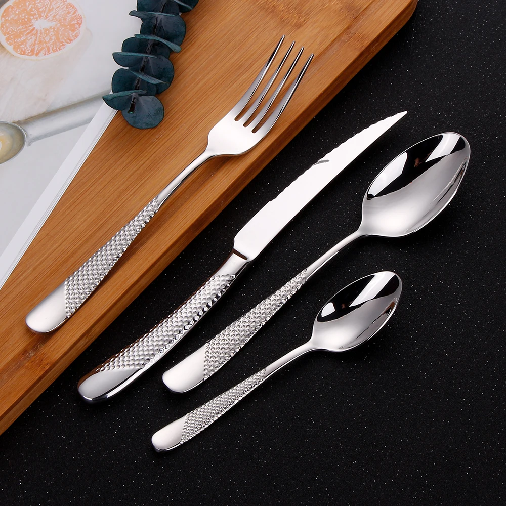 16/20/24/28Pcs Sliver Cutlery Stainless Steel 304 Tableware Western Dinner Set Mirror Gold Fork Elegant Spoon Dishwasher Safe