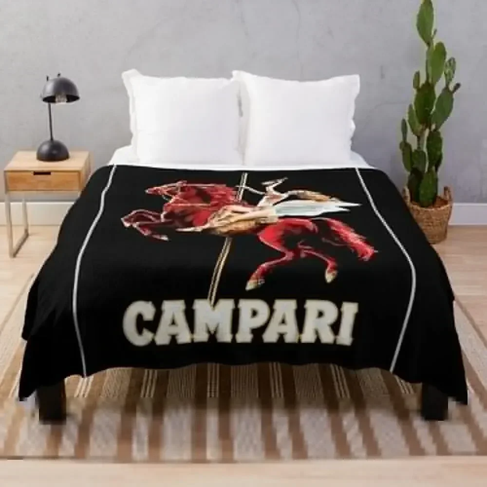 

Vintage Campari Wine and Liquor Spirits Red Horse Art Print Throw Blanket All Weather Soft Throw Blanket for Sofa