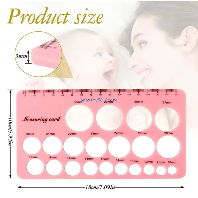 Y4UD سيليكون الحلمة قياس بطاقة مضخة الثدي شفة دائرة حاكم التحجيم الحكام #6