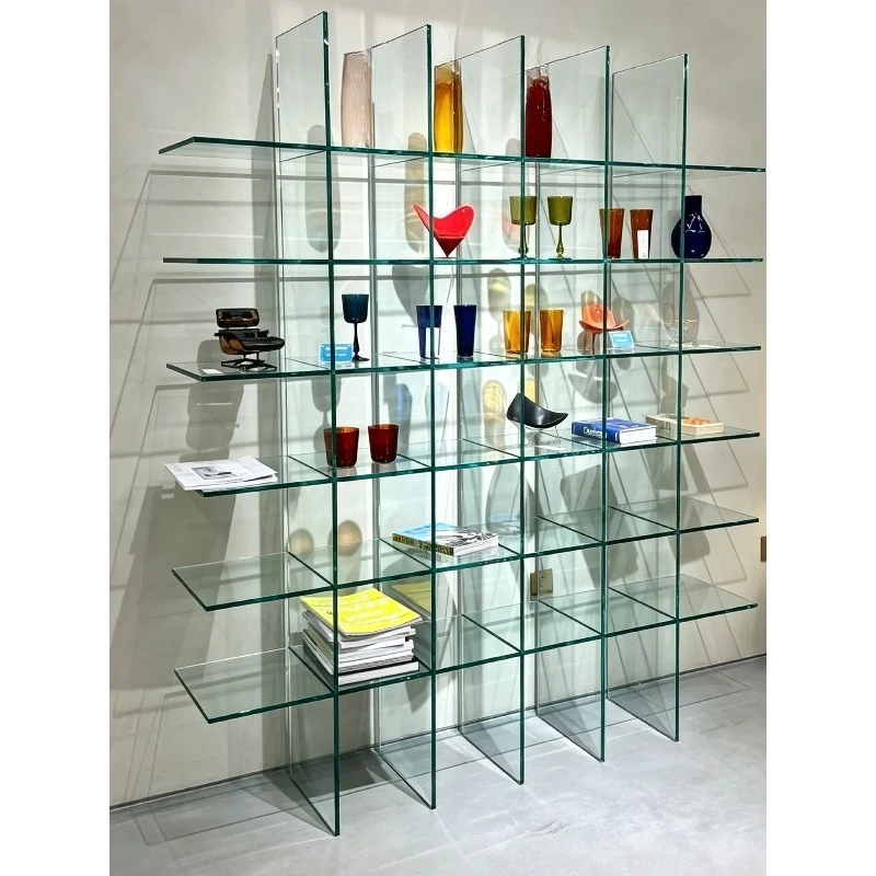 Italian glass display cabinet transparent figure cup storage rack bag