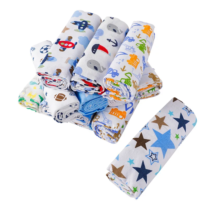 4pcs/pack 100% Cotton Flannel Diapers Supersoft Receiving Baby Blanket Newborn Wrap 76x76cm Baby Bedsheet Print Blanket Swaddle