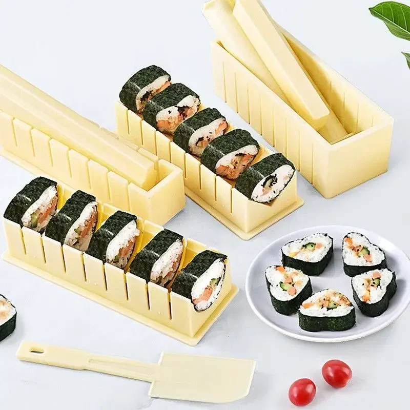 

Diy Sushi Maker And Rice Circular Mold Seaweed Cake Plastic Mold Multifunctionele Mould Square Sushi Grinder Making Tool Set