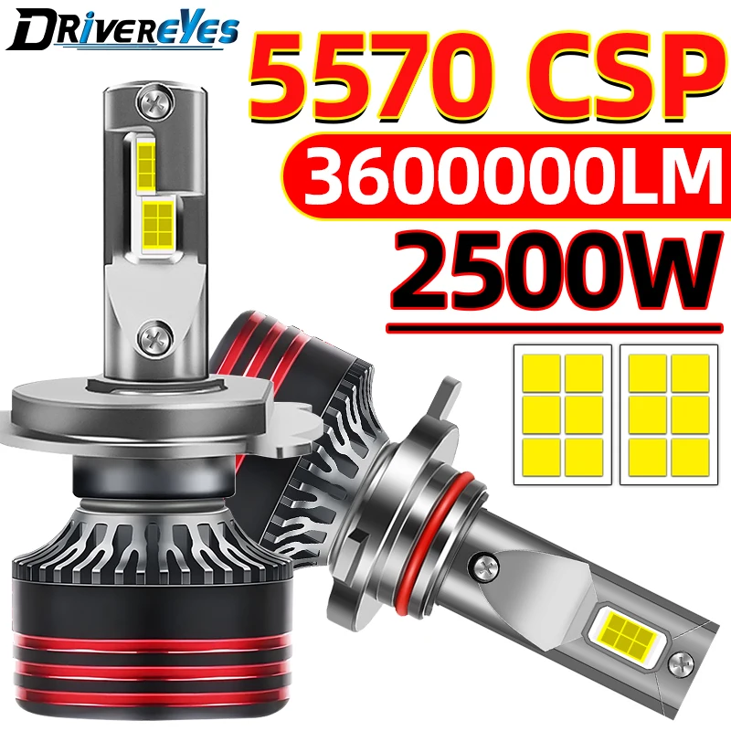 

2500W 3600000LM H4 Светодиодные фары Canbus M8Pro H7 H3 H8 H9 H11 H1 9005 HB3 9006 HB4 9012 HIR2 Автомобильные фары 5570 CSP Чипы Противотуманные фары