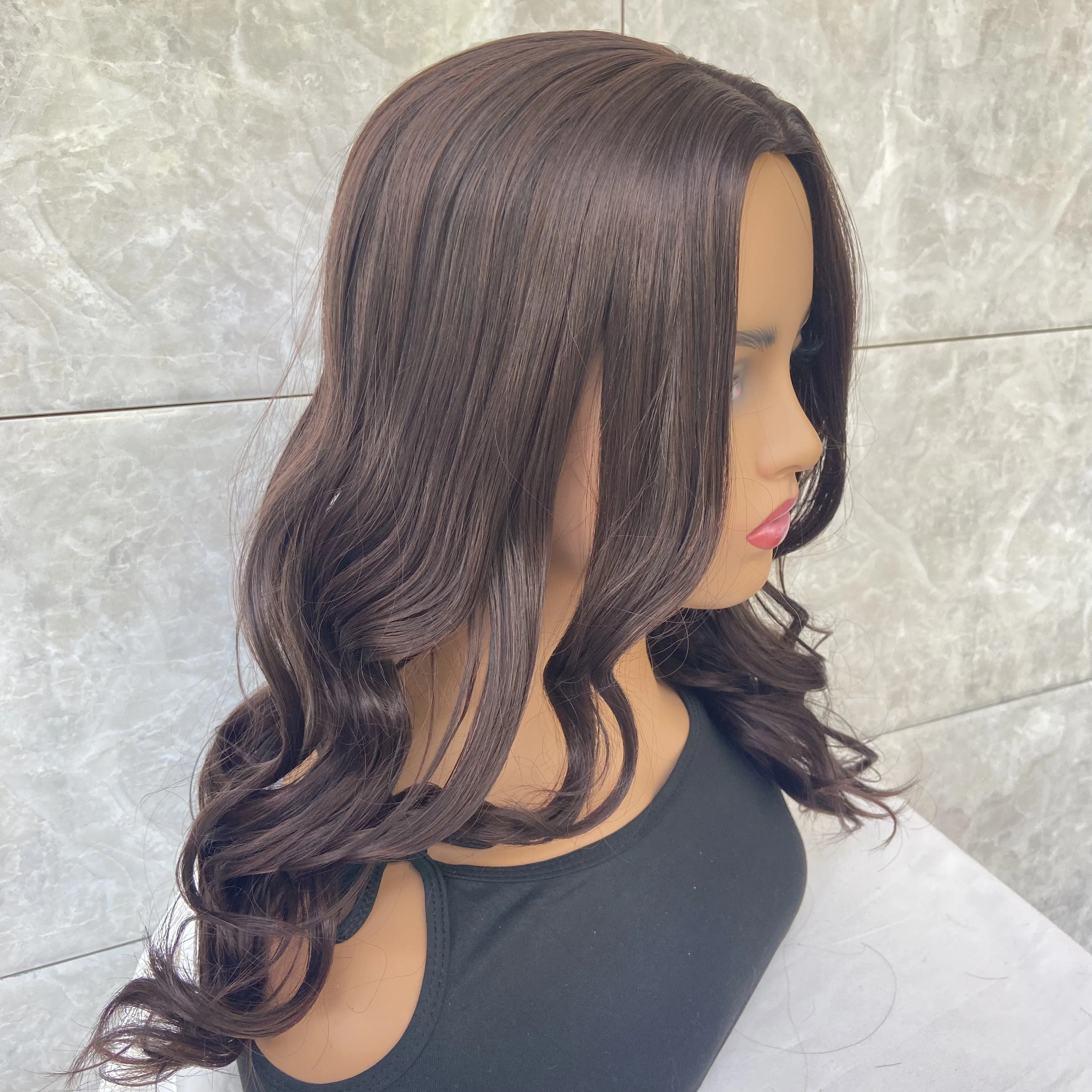 Fashiomag Long Wavy Dark Brown Mix Middle Part Synthetic Hair Wigs For Black Women Soft Natural Daily Use