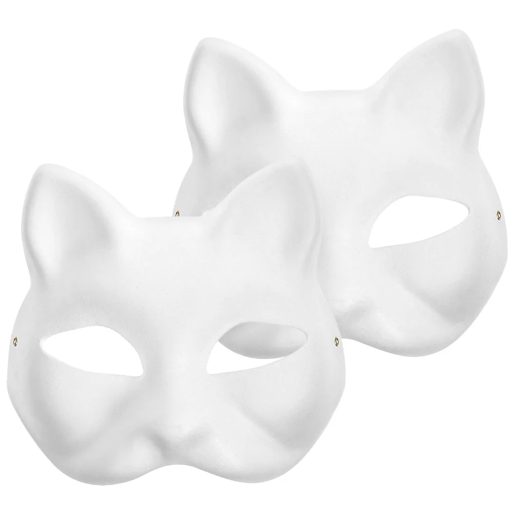 

5/4/3/2pcs Masquerade Paper Masquerade Ball The Mask White Halloween Cosplay Cat Diy For Face Paintable Couple Half Animal