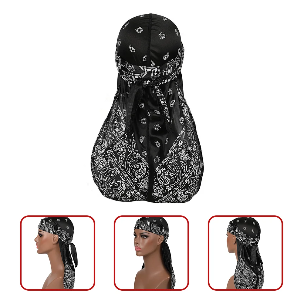 Long Tail Pirate Hat Headscarf for Men Cloak Headwrap Turban Polyester Headscarves