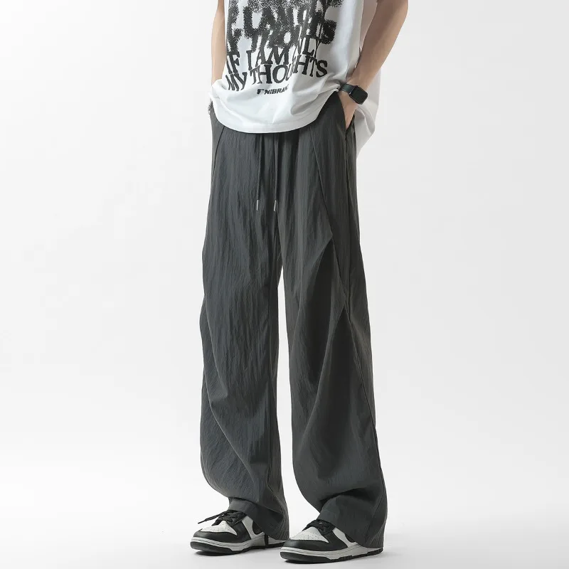 New Summer Loose Trendy Pocket Decoration with Dropping Feeling and Folding Versatile Casual Pants