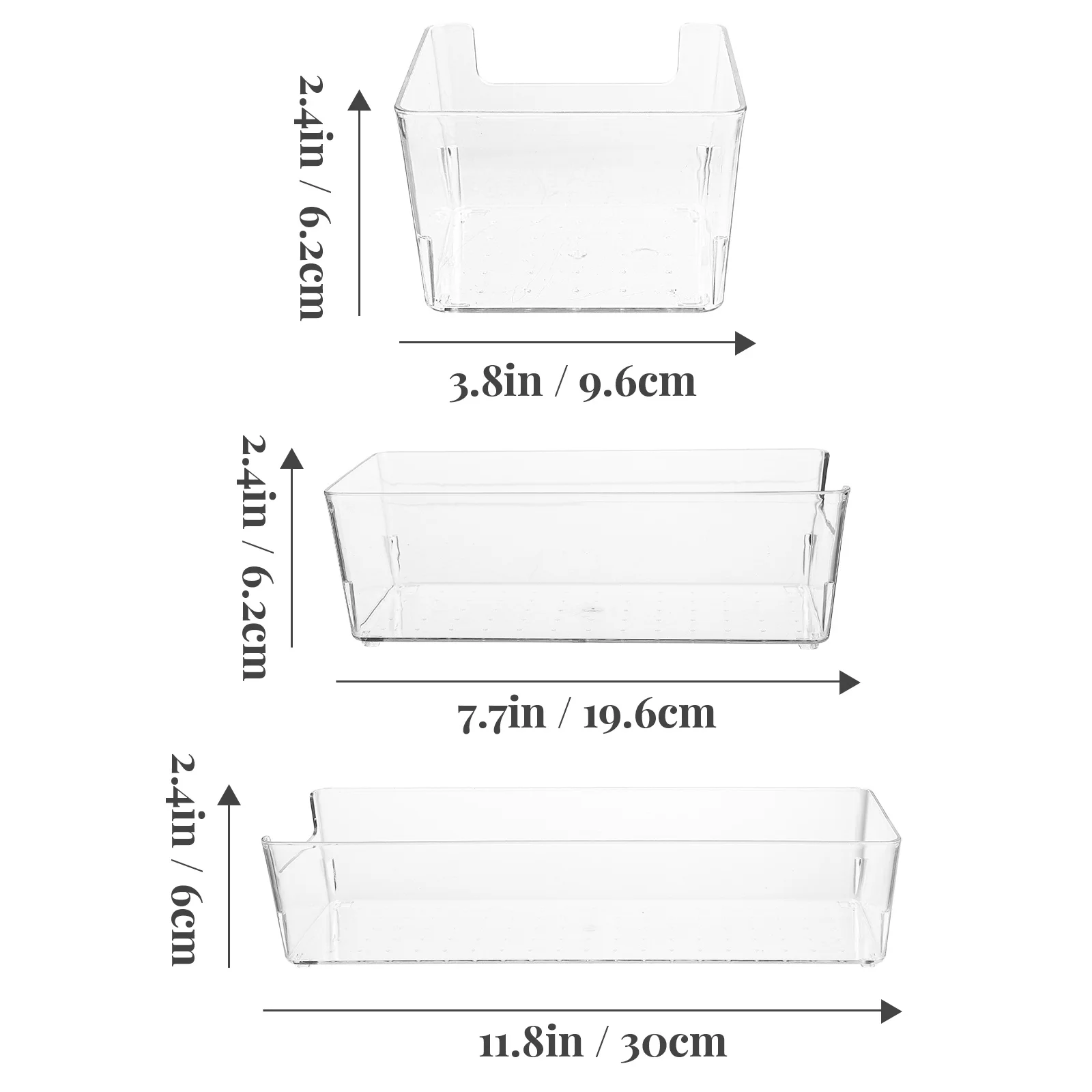 3pcs Storage Box Transparent Pet Lightweight Multifunctional Household Drawer Organizers Small Items Desktop Bathroom