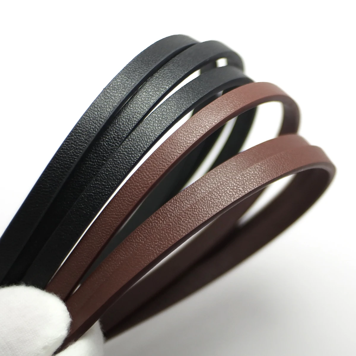 6pcs 8inches Fine Litchi Texture Leather Cord,5x2mm Flat Leather Strip,Vintage Texture Bracelet Making，DIY Supplies