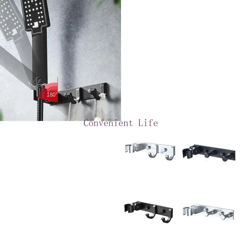 

L1EE Настенный душ с держателем на голову, регулируемое пространство на 180°, алюминиевый кронштейн для душа с 2 крючками, для