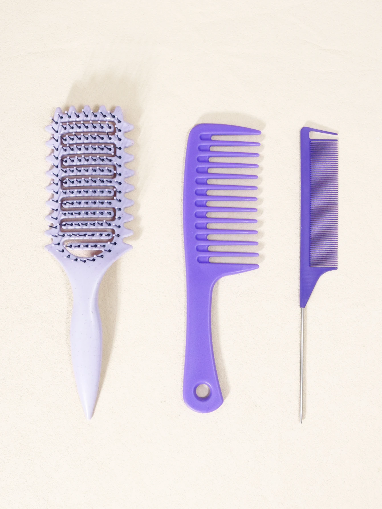 3-teiliges Haarkamm-Set, Stylingbürste für lockiges Haar, Kamm mit spitzer Spitze, Kamm mit breiten Zinken, speziell für Echthaarperücken – Detail 8
