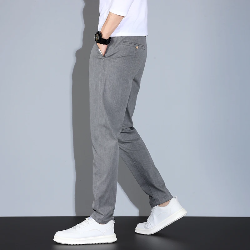 Men New Designer Classic Office Business Pants Male Elastic Thin Cotton Cultivate One\'s Moral Character Straight Formal Trouser