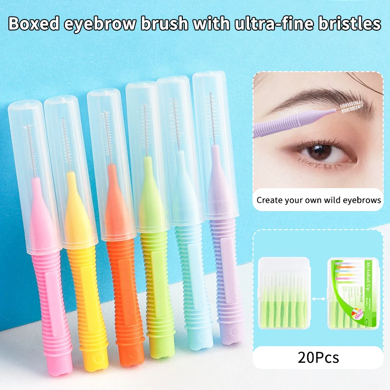 20Pcs/Box Mini Eyebrow Brush Brow Perm Brush Disposable Lashes Extension Lifting Bendable Mini Eyelash Brush Applicators Tool