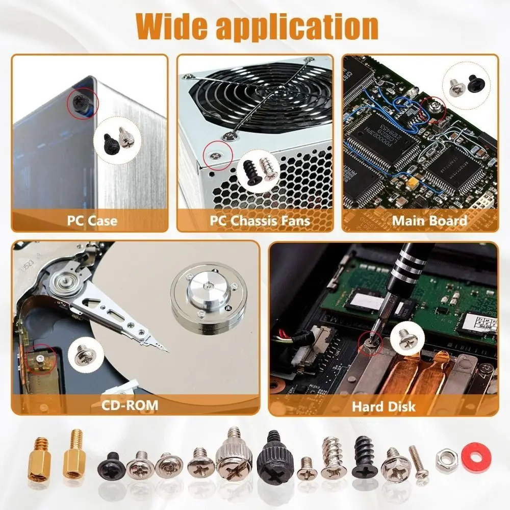 228pcs Computer Repair Screw Assortment Kit Hardware Tools High Hardness Bolt Assortment Kit Clear Threads Not Slipping