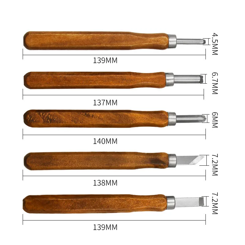 5-Pack Knife Set Wood Carving Tools Imitation Rosewood Large Half-Round Carving Knife