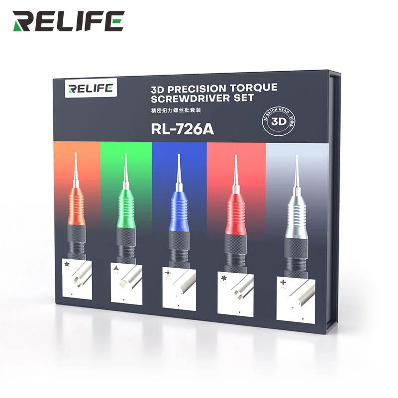 RELIFE RL-726A RL-726 3D Precision Screwdriver Set Anti-slip S2 Steel Screwdriver Bit For Phone Tablet Computer Repair Tools ﻿