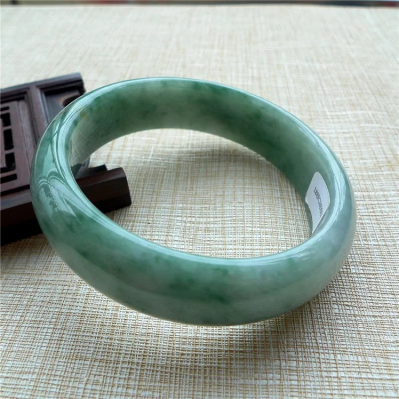 Myanmar Ice Flower Side Ring Floating Green Jade Women's Bracelet