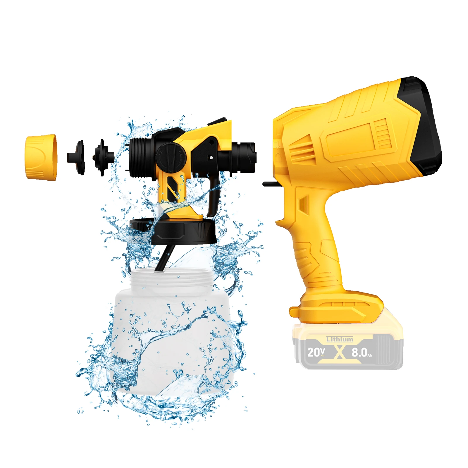 1000ML Cordless Spray Gun Portable Household HVLP Paint Sprayer Auto Furniture Steel Coating Airbrush For Dewalt 18V Battery