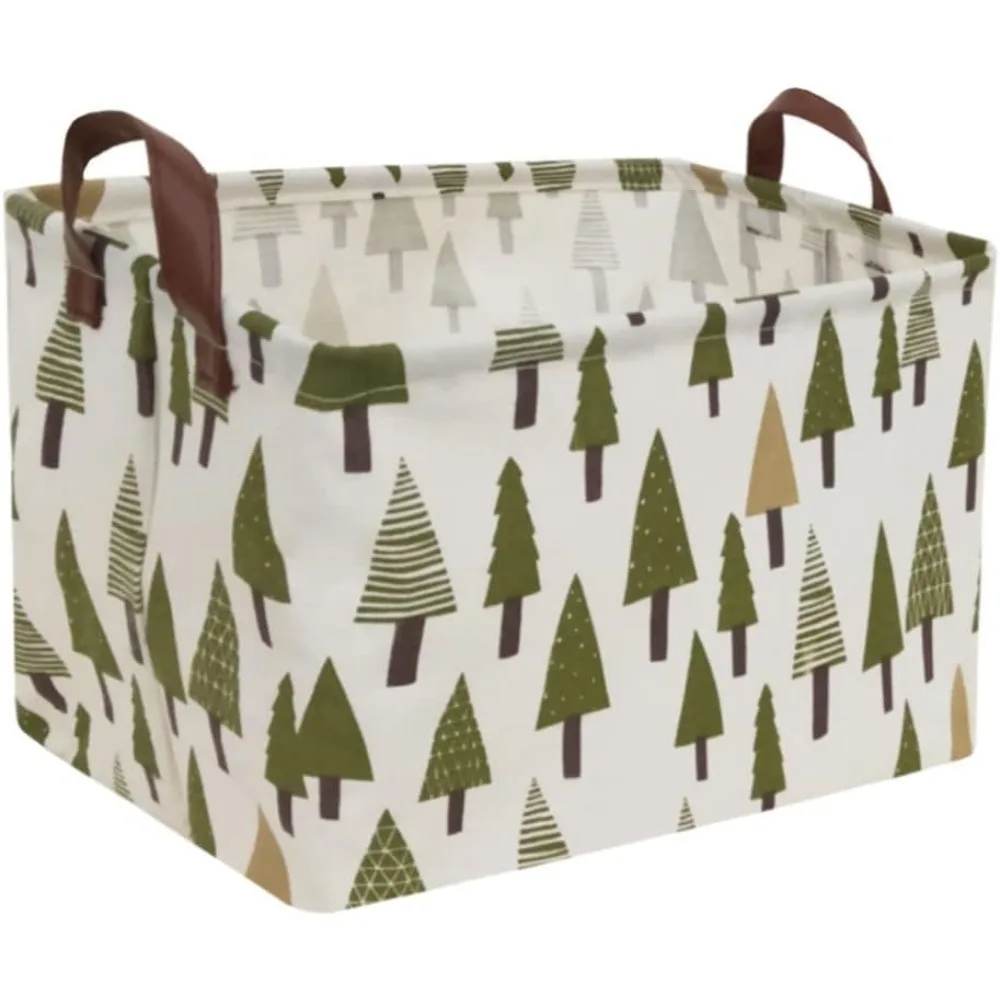 

Rectangular canvas storage box, waterproof storage basket, foldable tree storage box with handle, used for storing clothes