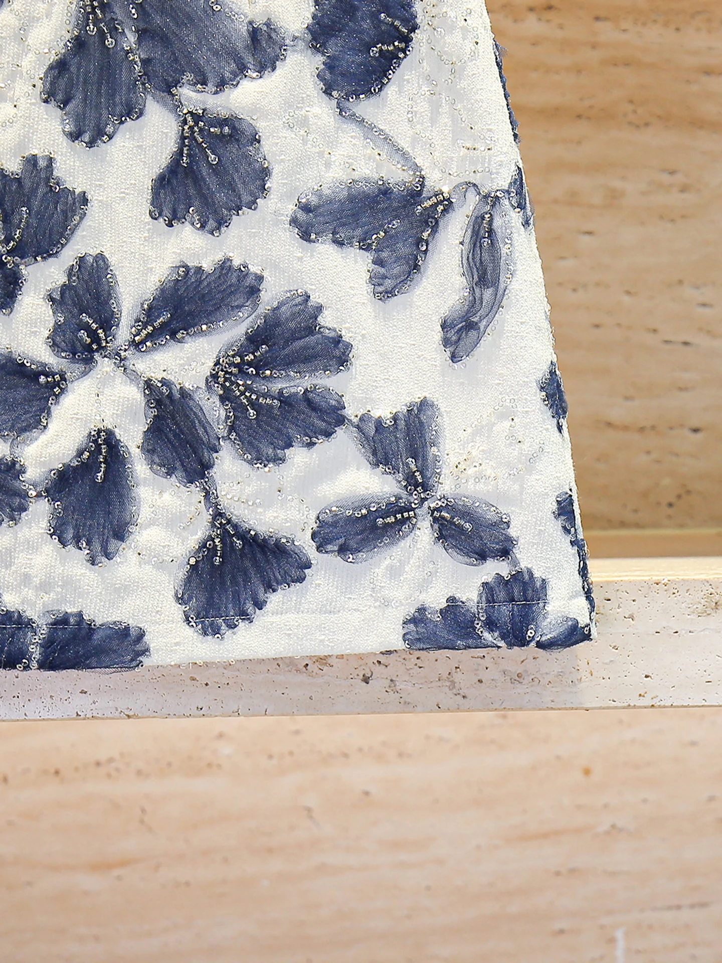 

Юбка с высокой талией и вышивкой для женщин Ele Commute Sle с перламутровым дизайном, силуэт трапециевидной формы, летняя мода