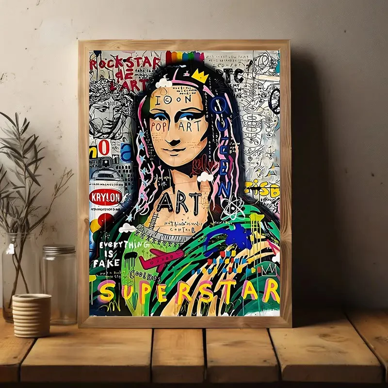 

Mona Lisa Canvas Poster - Abstract Graffiti Pop Art - Painting Wall Decoration, for Living Room, Bedroom Home Decoration