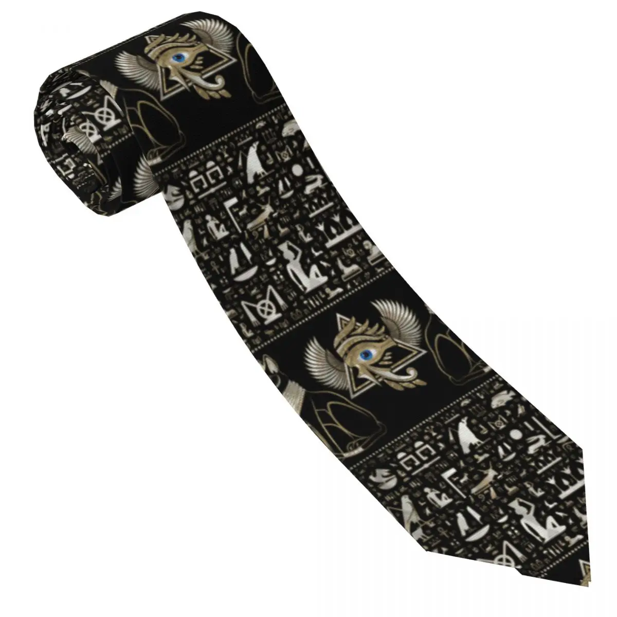 Custom Egyptian Cats Fashion Tie Mens Mens Suit Tie Ancient Egypt Eye of Horus For Thanksgiving Day