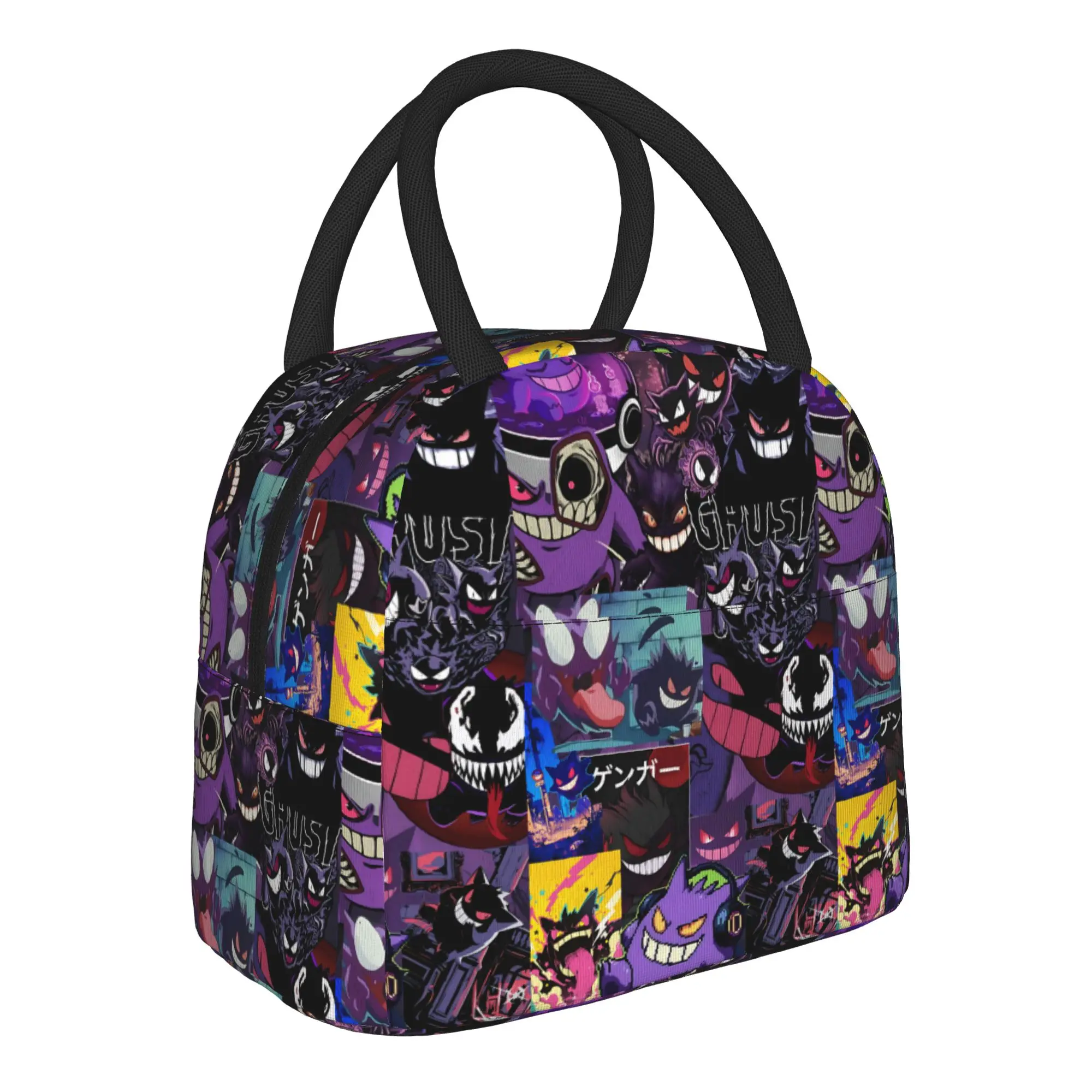 Pokemon Halloween Gengar Handbag Insulated Lunch Bag Meal Pack Rice Bag  bolsa Student Bento Lunch Handbag Insulation