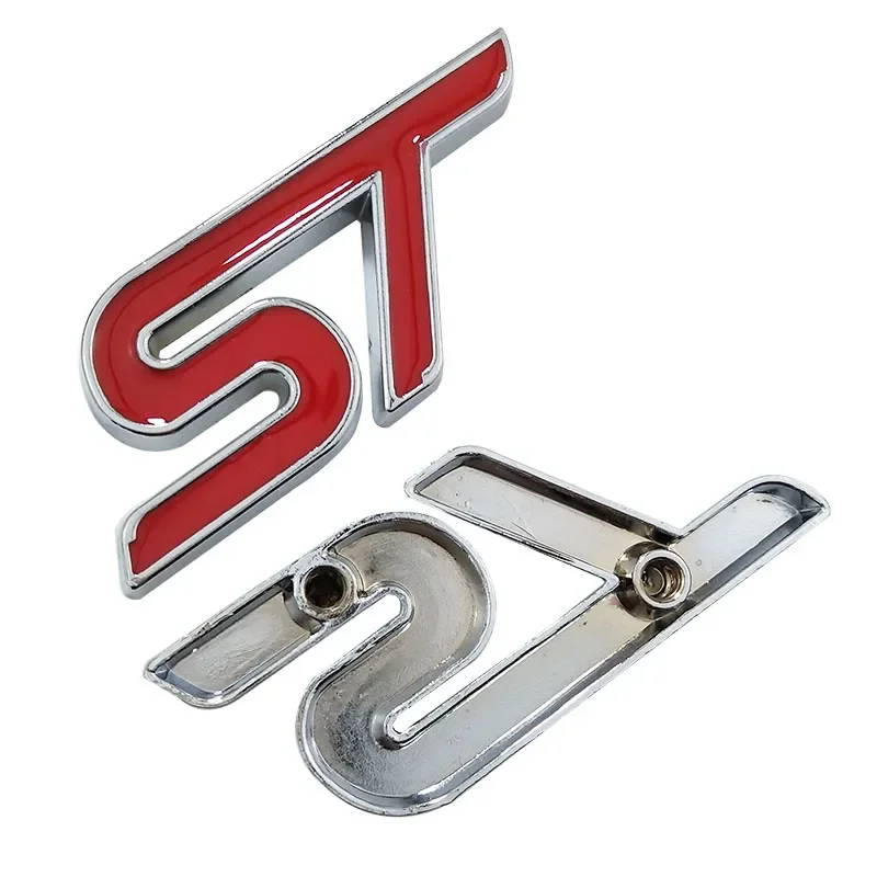 Metal Red Blue ST Front Grille Sticker Car Head Grill Emblem Badge Chrome Sticker for FORD FIESTA FOCUS MONDEO Auto Car Styling