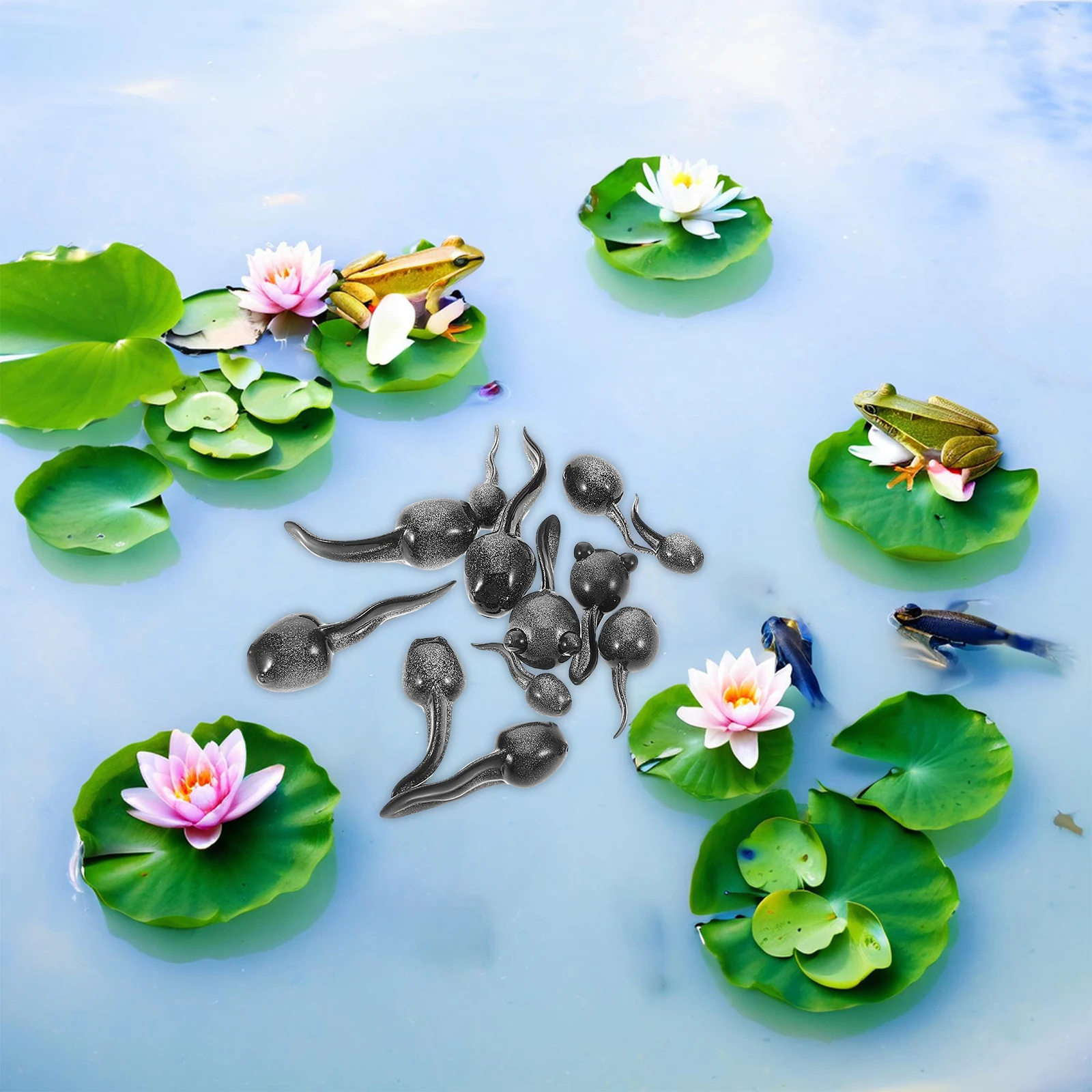 

13pcs Simulated Tadpole Decorations Resin Frogs Small Accessories Pond Mini Figurines Creative Moss Garden DIY Tiny Animal