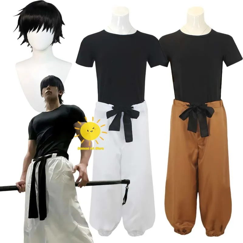Disfraz de Cosplay de Anime Jujutsu Kaisen Fushiguro Toji, Camisa, Pantalones, Cinturón, Trajes de Toji Fushiguro para Fiesta de Halloween, Cosplay para Hombres Adultos