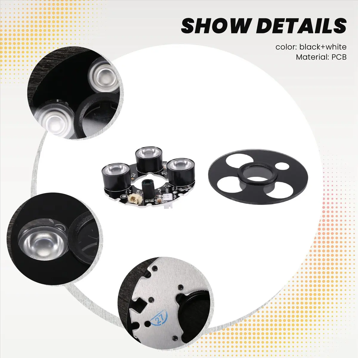 3 Array IR LED Spot Light Infrared 3x IR LED Board for CCTV Cameras Night Vision 53mm Diameter