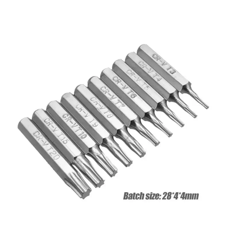 50-10pcs 4mm CR-V Torx Screwdriver Bits Set T3 T4 T5 T7 T8 T9 T10 T15 T20 Batch Head Mobile Repair Plum Blossoms Repairing Tool