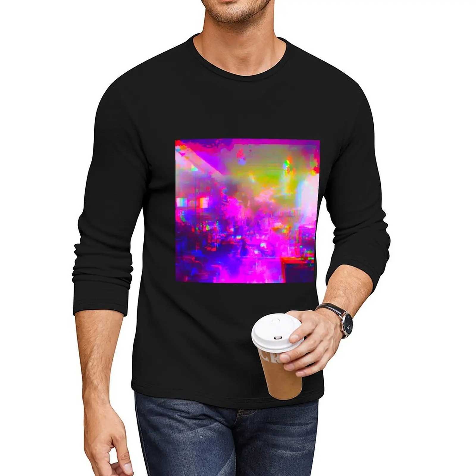 

Royal Nightlife: Chic Purple Bar Scene Long T-Shirt funny t shirt boys t shirts korean fashion mens t shirt