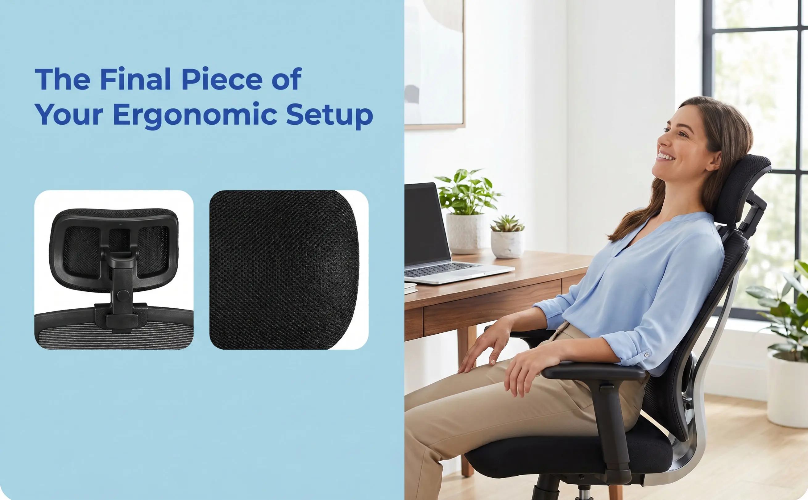 Universal Adjustable Detachable Office Chair Headrest for Computer Desk Chair Neck Support Comfortable Ergonomic Head Rest